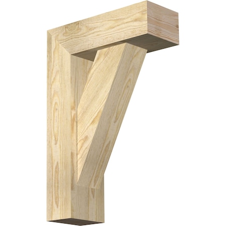 Traditional Block Rough Sawn Bracket W/ Offset Brace, Douglas Fir, 6W X 16D X 24H